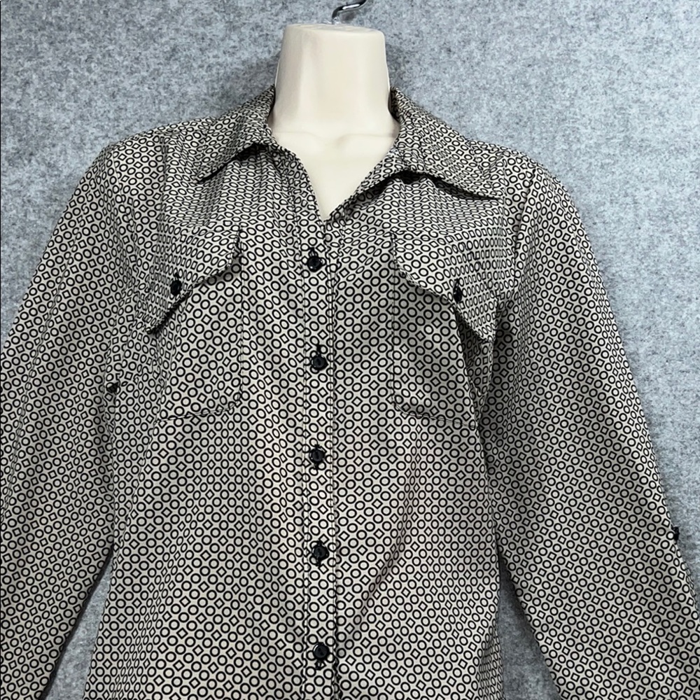 Studio works Black and beige Geometric Button-Up Shirt zs M